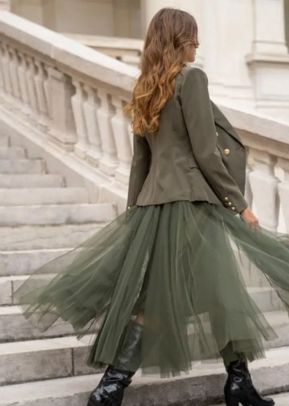 Jupe en tulle kaki – Élégante, féminine et tendance Vogue N°8