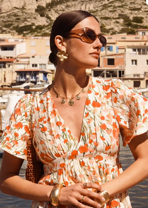 Robe courte fluide imprimée