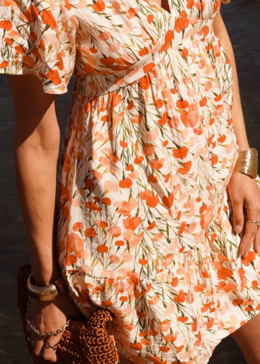 Robe courte fluide imprimée