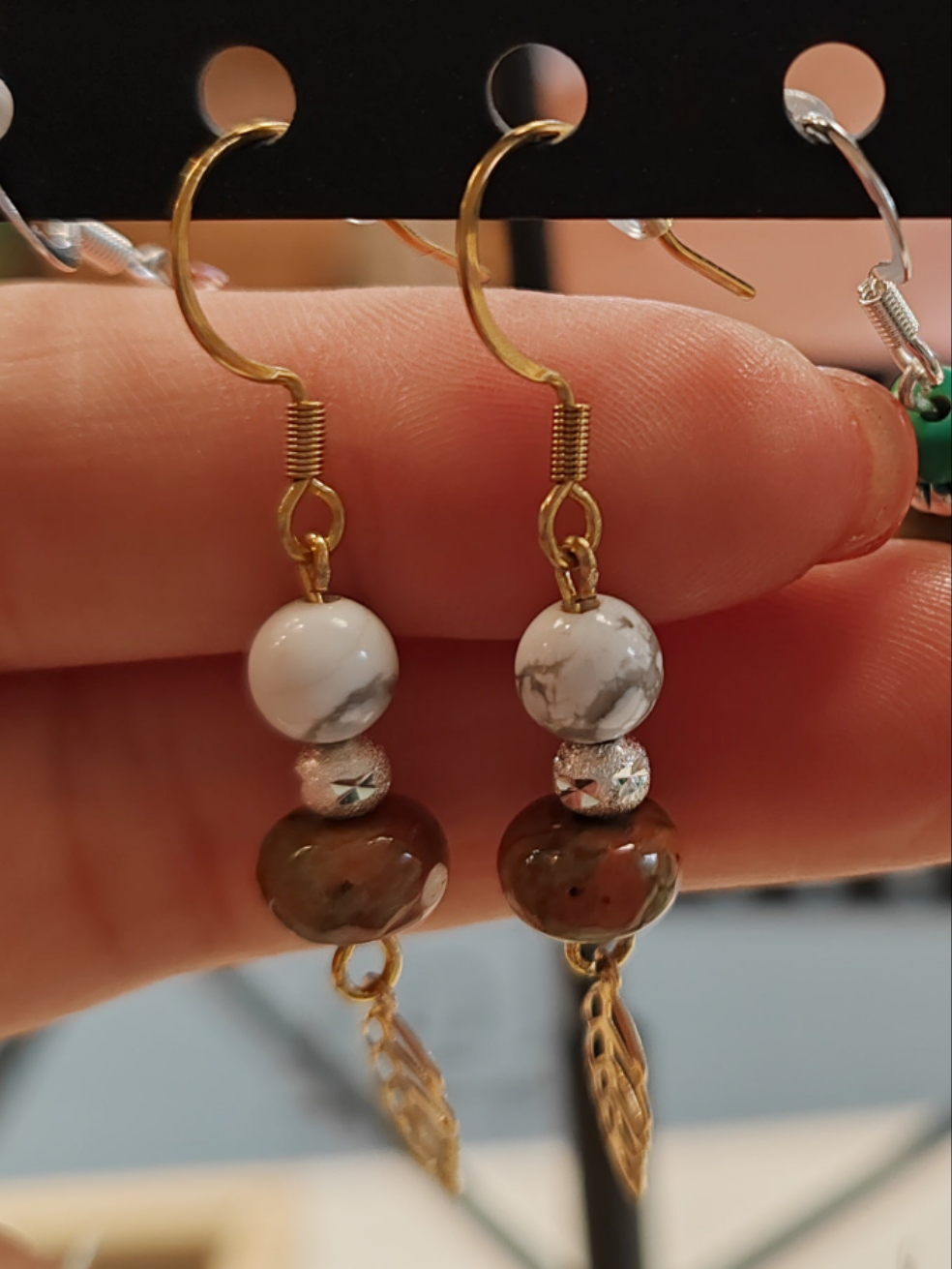 Natural stone earring