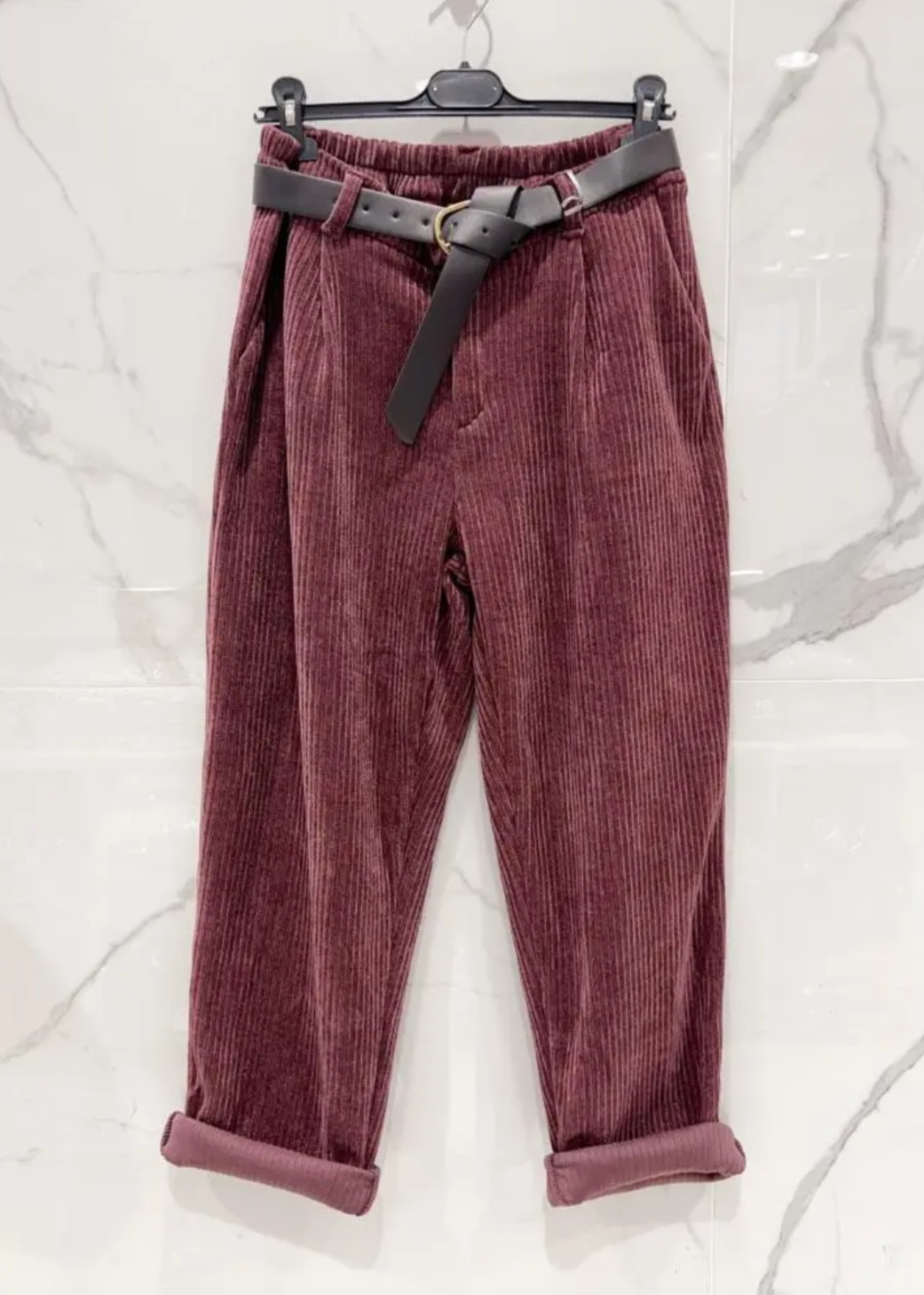 Pantalon en velours Bordeaux Mina rosa