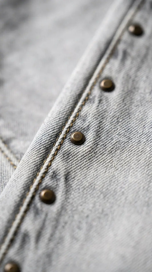 Studded denim pants — Detail - Stitch Macro | Generated by Modelize