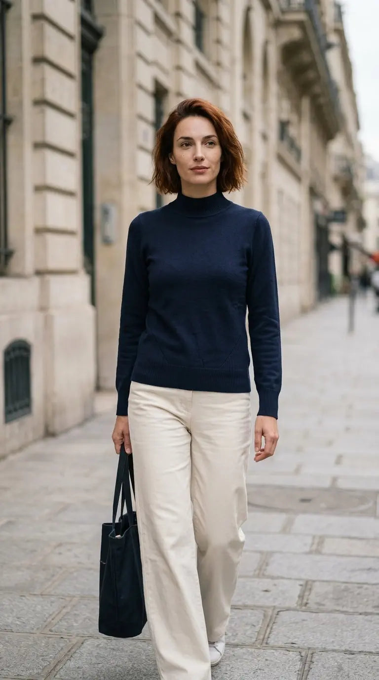 Mock neck sweater — On Model - Street Style | Generated by Modelize