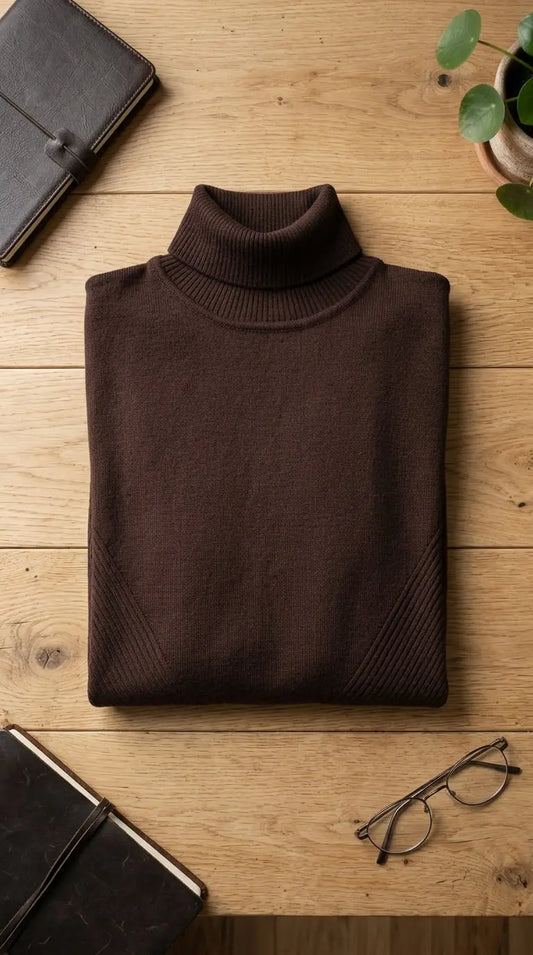 Turtleneck Sweater — Flat Lay - Styled | Generated by Modelize