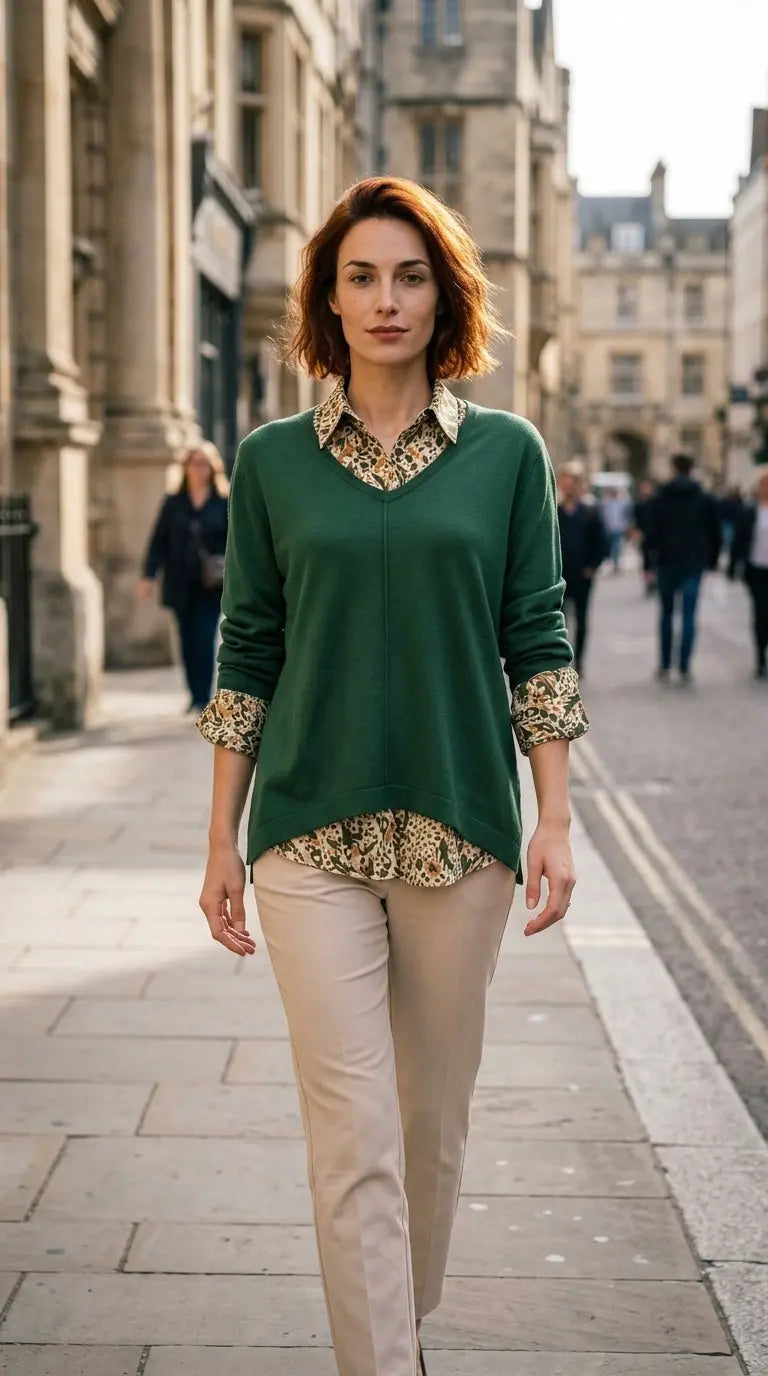 V-neck sweater — On Model - Street Style | Generated by Modelize