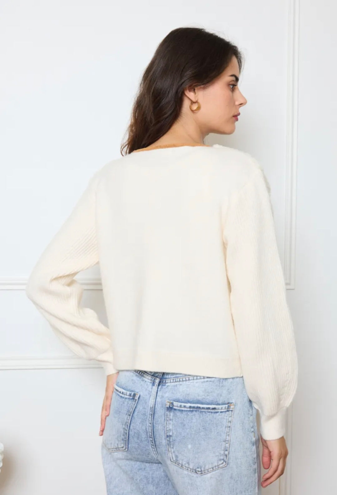 Cardigan bi-matière effet mouton