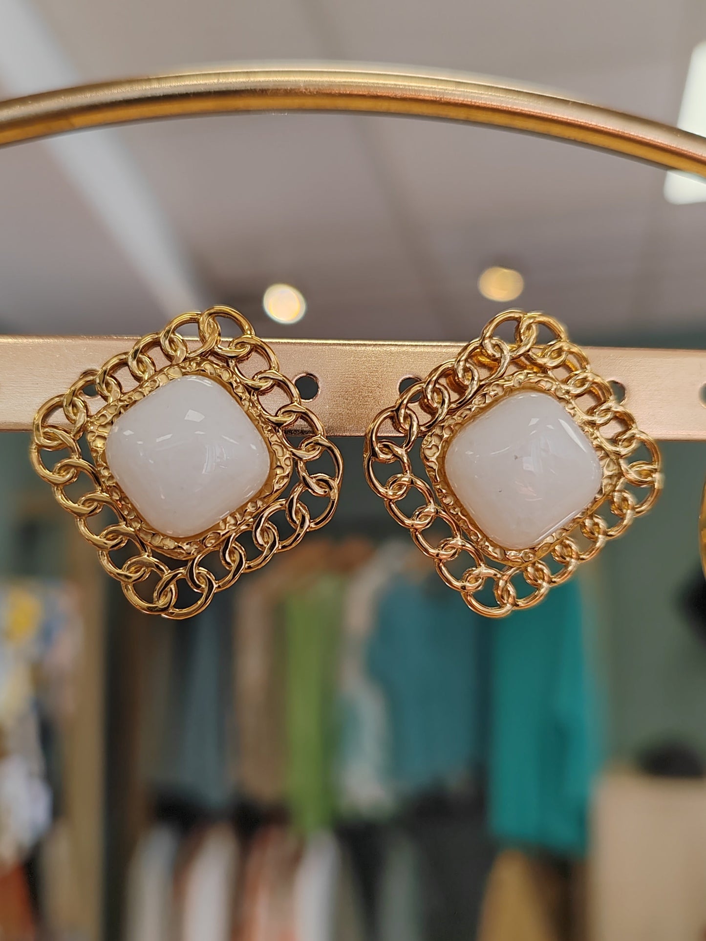 Boucles d'oreilles en Acier inoxydable avec pierres naturelles Vogue N°8