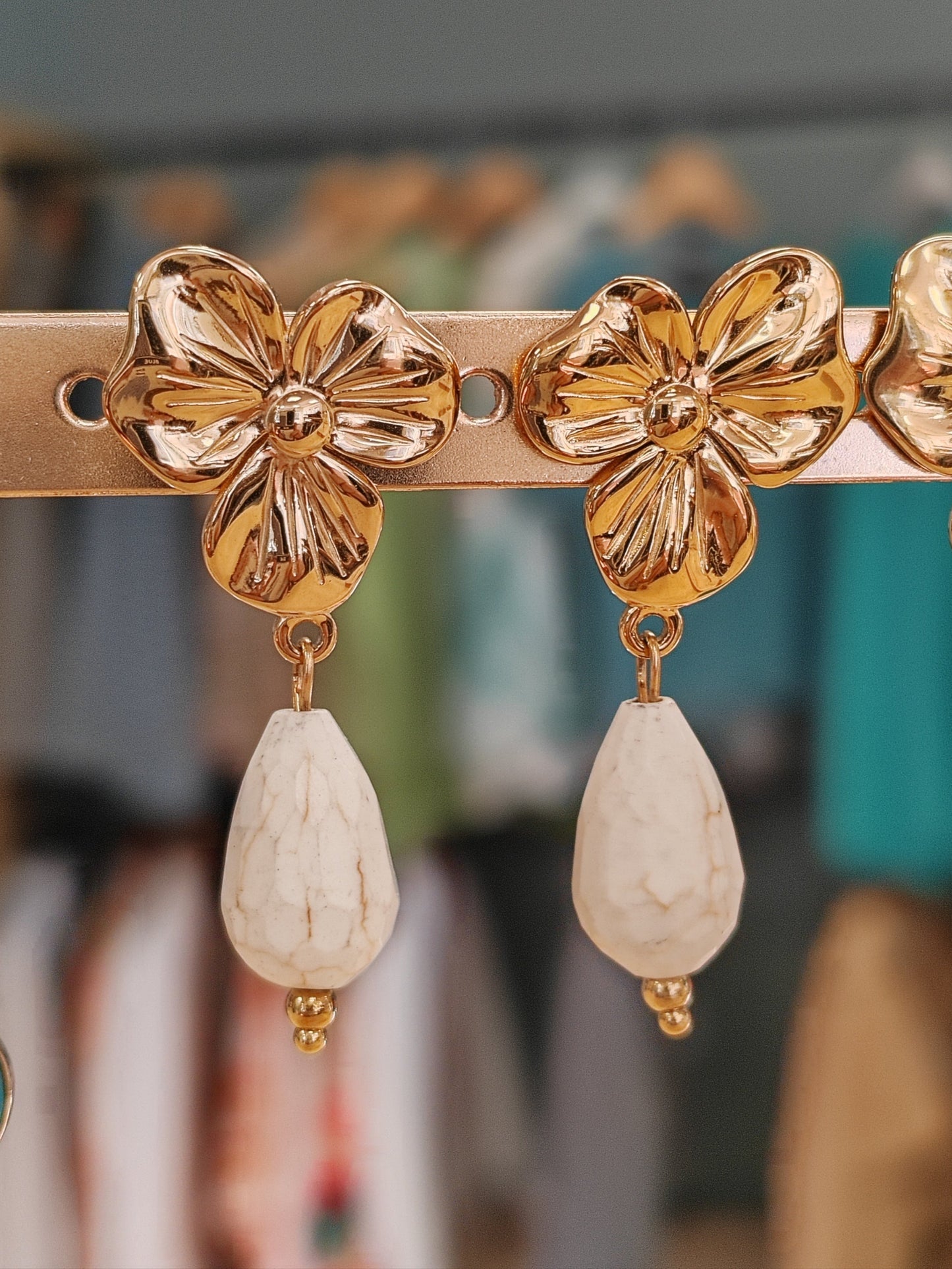 Boucles d'oreilles en Acier inoxydable avec pierres naturelles Vogue N°8