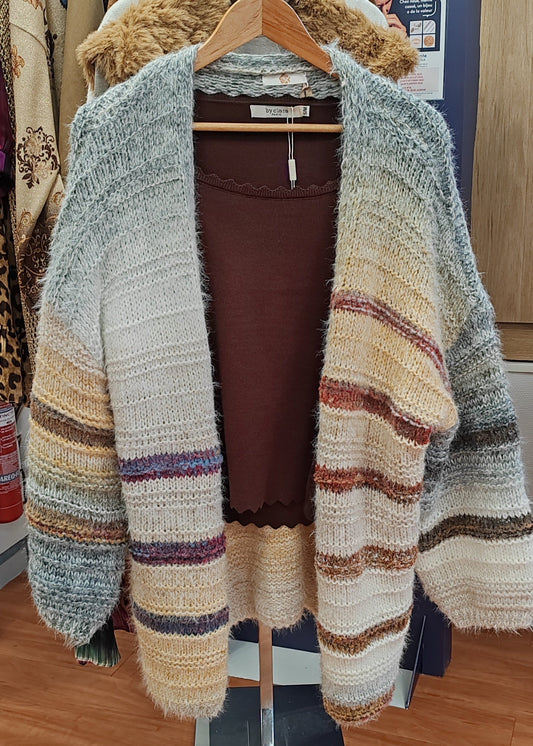 Cardigan mi-long sans bouton Mina rosa