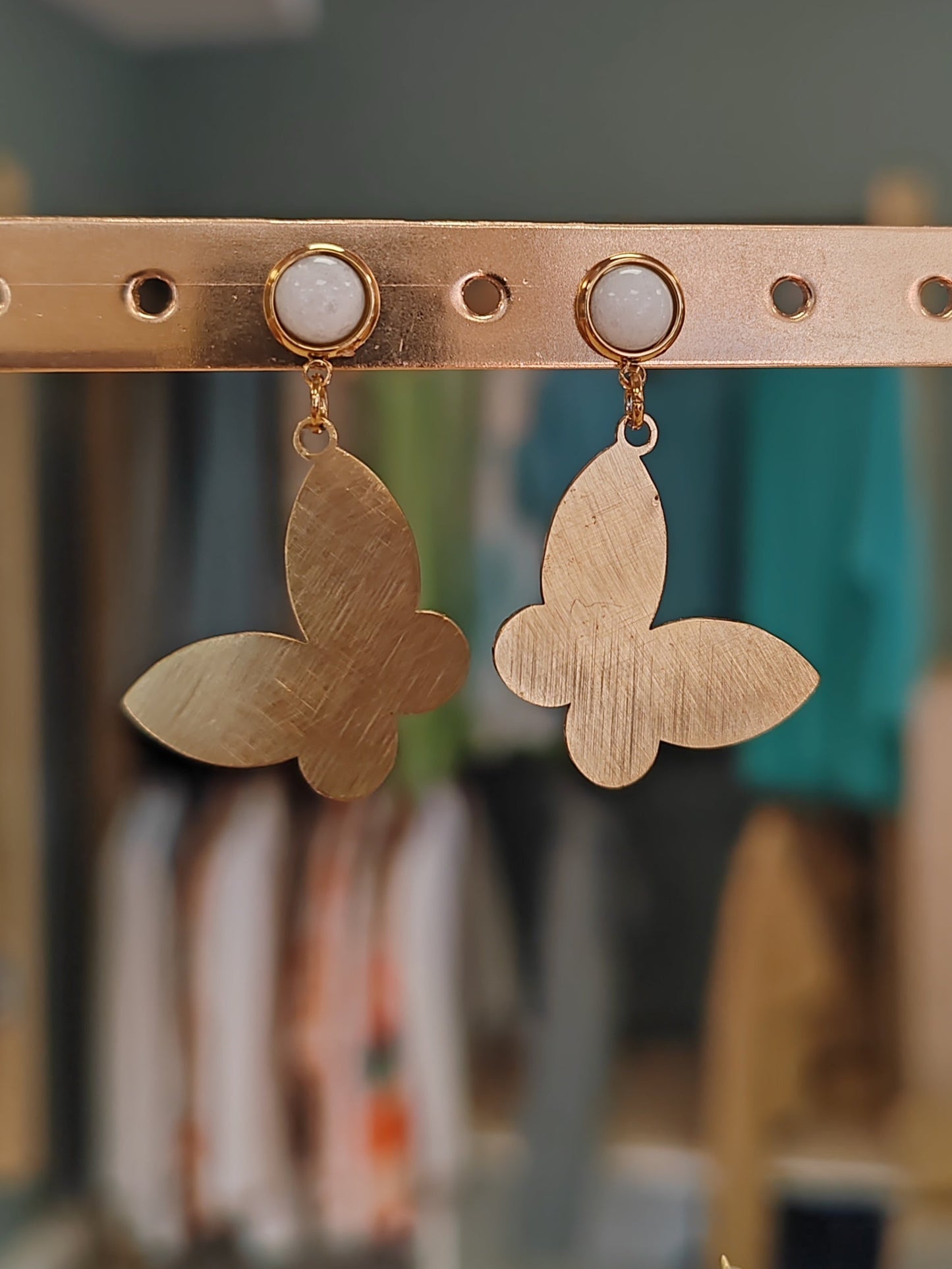 Boucles d'oreilles en Acier inoxydable avec pierres naturelles Vogue N°8