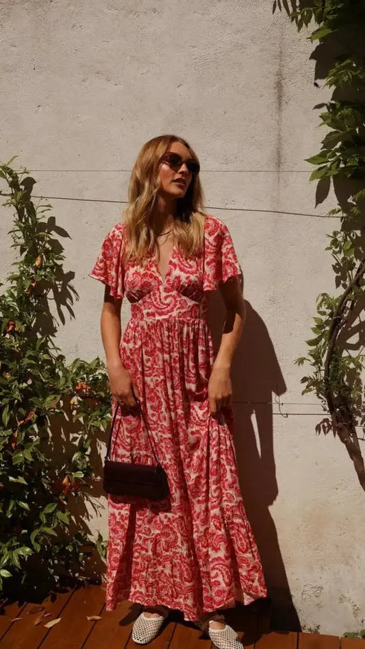 Robe longue imprimée fleurie taille Curvy Vogue N°8