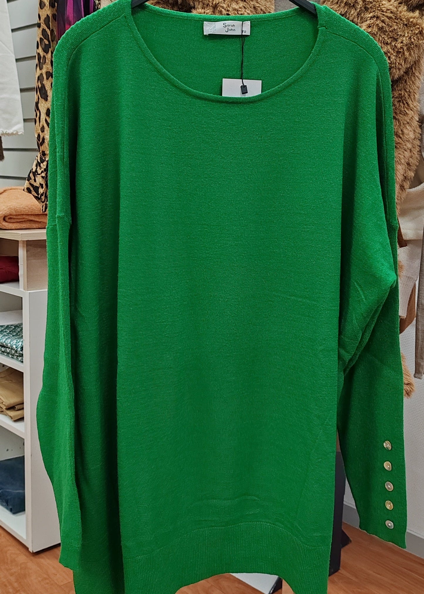 Pull Curvy Grande Taille, Vert Sarah John