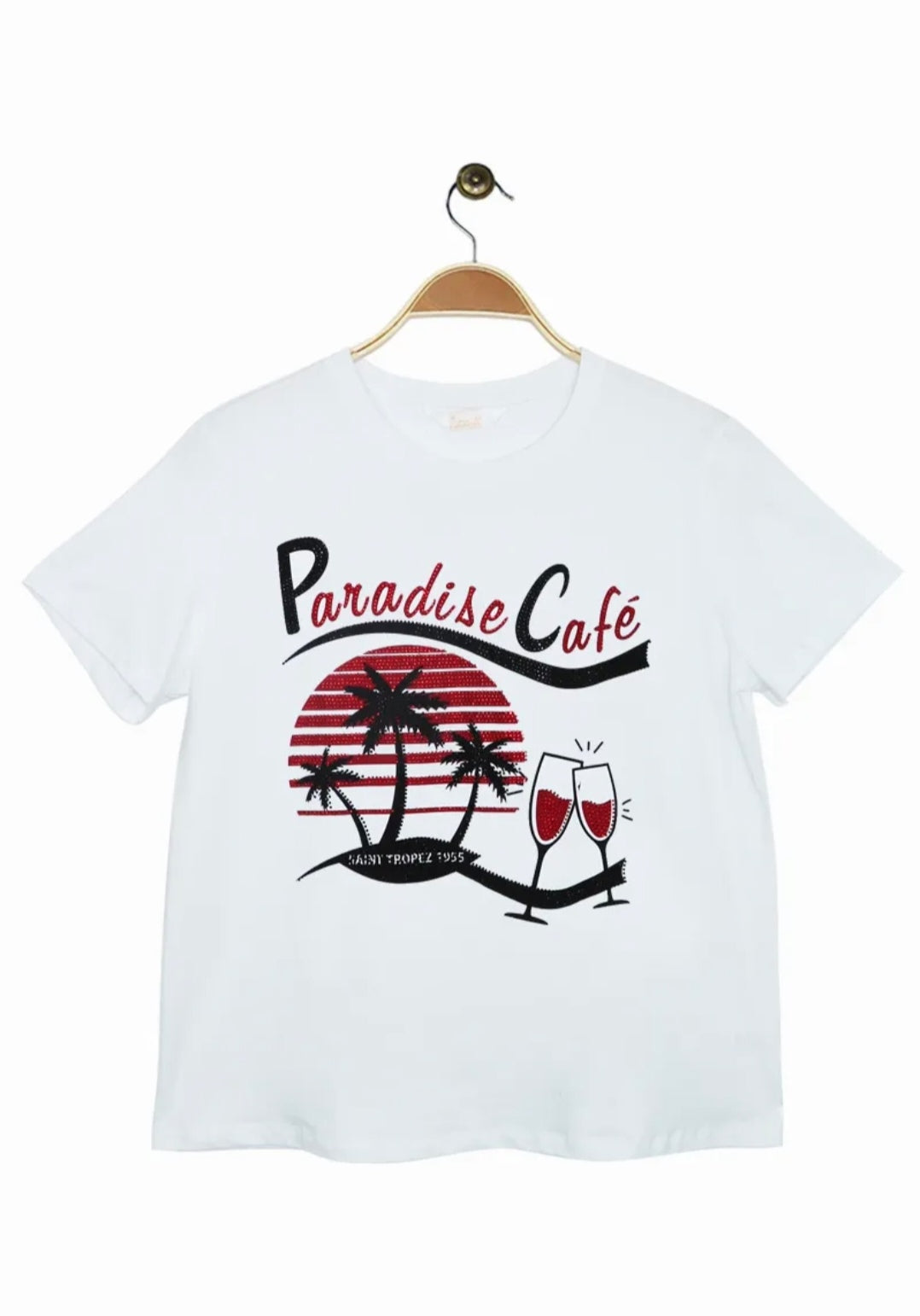 T-shirt en coton imprimé paradise café Vogue N°8