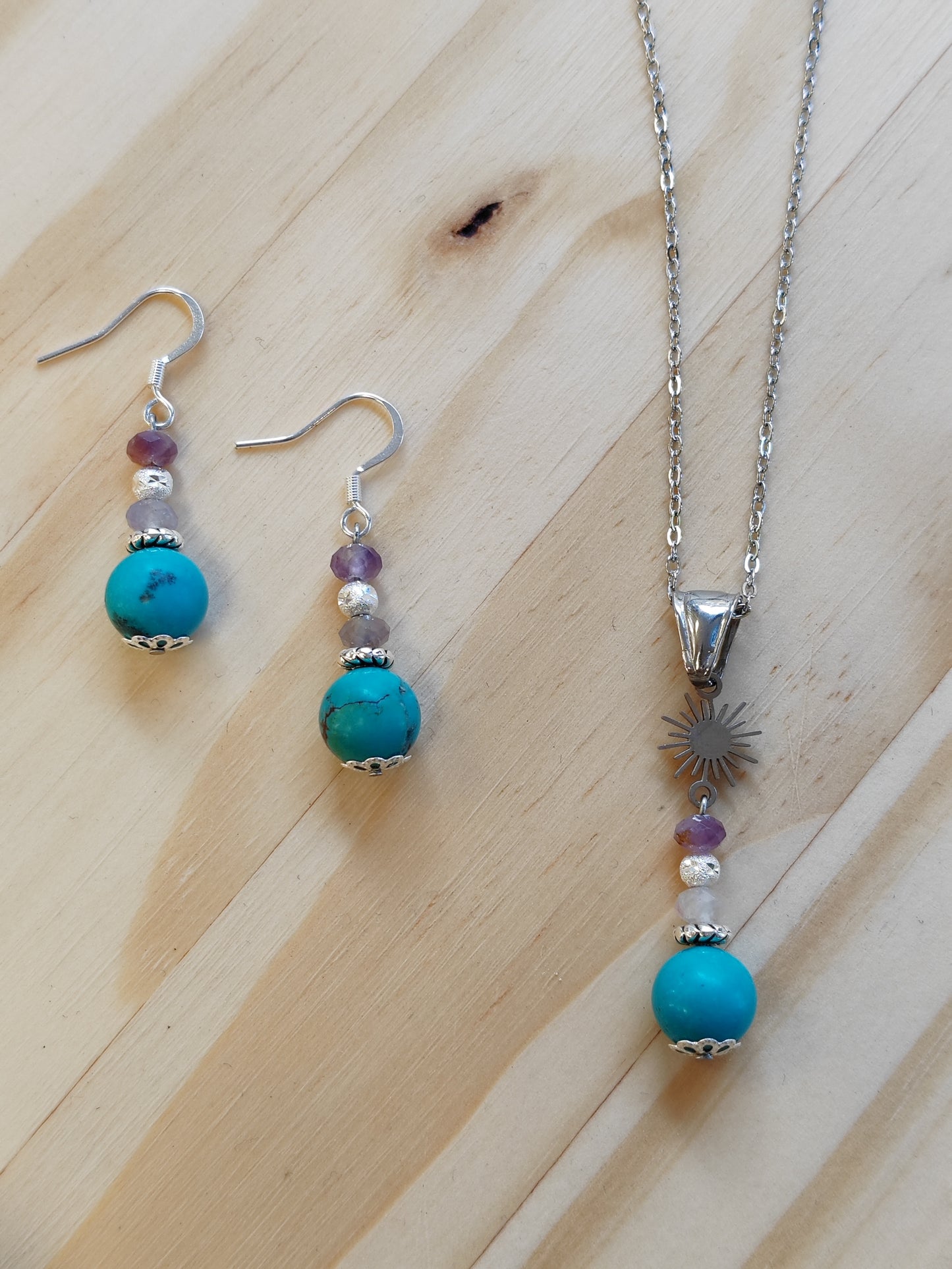Boucles d'oreilles en Acier inoxydable avec pierres naturelles