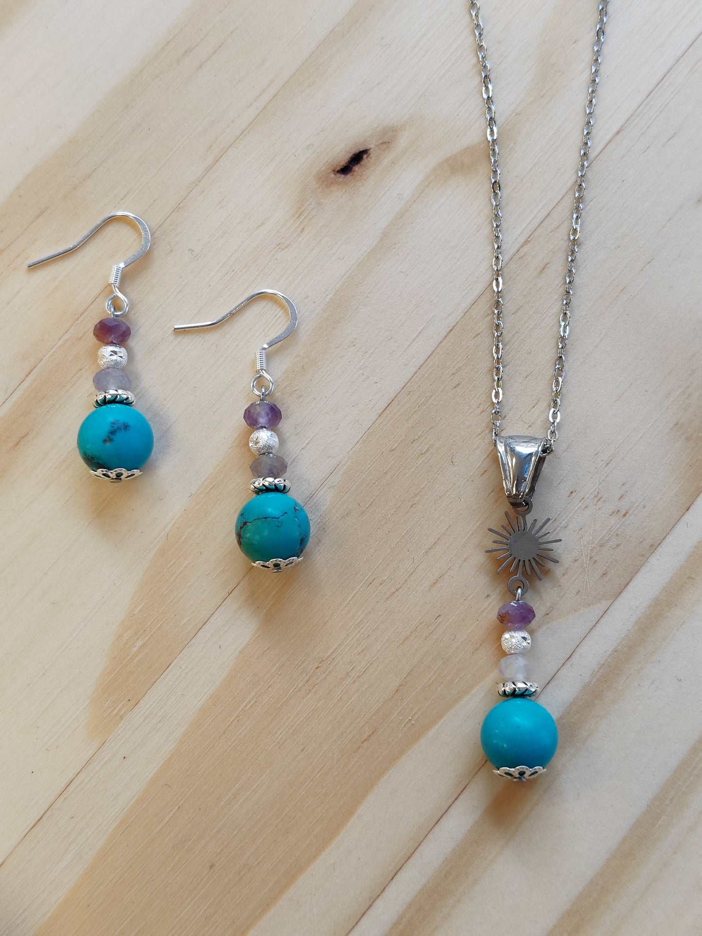 Boucles d'oreilles en Acier inoxydable avec pierres naturelles Vogue N°8