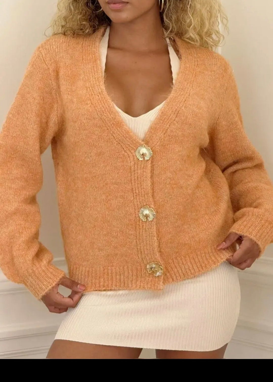 Cardigan gilet boutonné couleur orange CHINE CARLAGIANINI