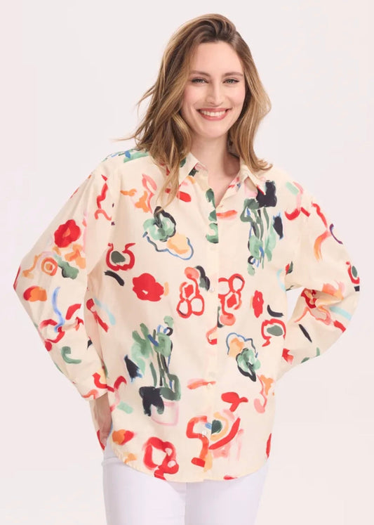 Chemise en coton imprimée printanière – Légère & élégante