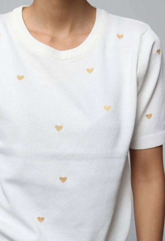 Top en maille Manche Courte Blanc By Clara