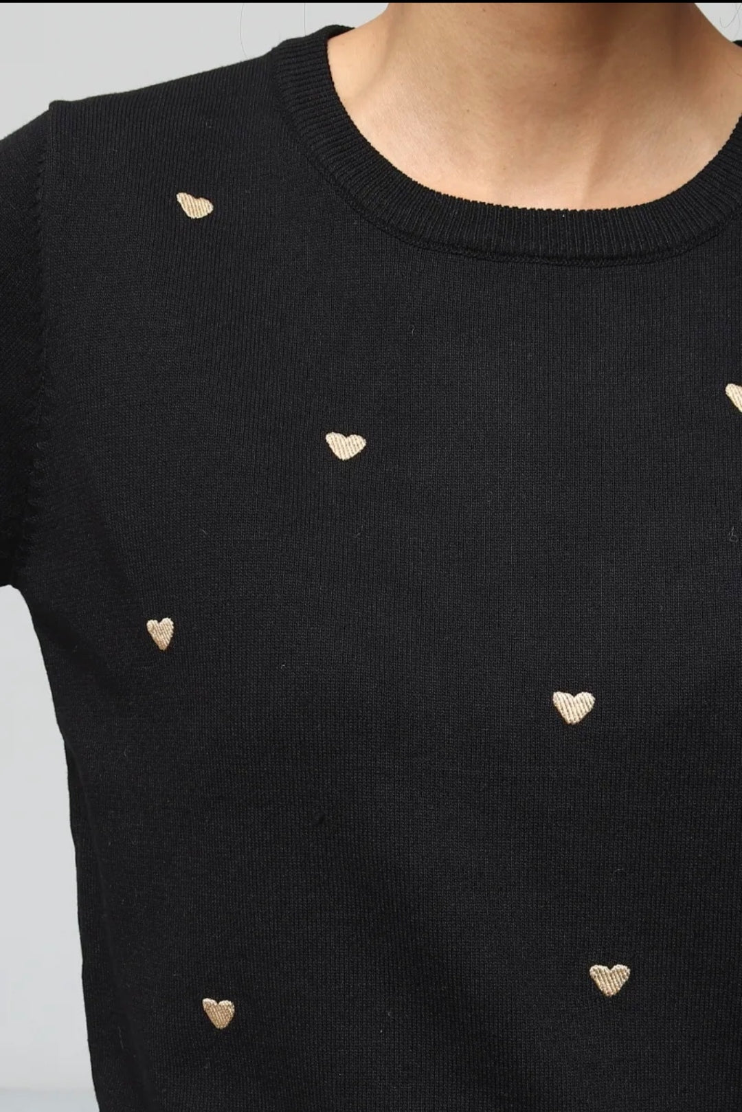 Pull Léger Manche Courte Noir By Clara