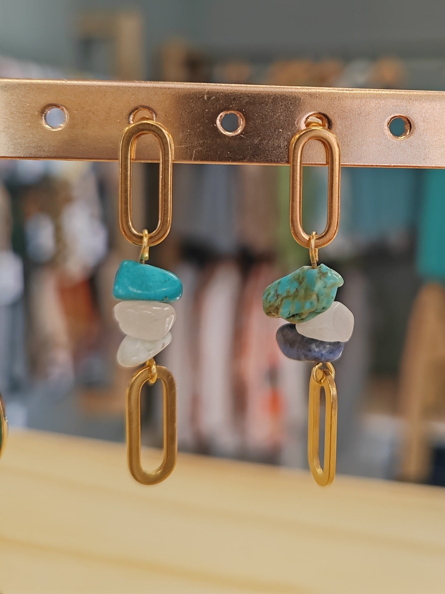 Boucles d'oreilles en Acier inoxydable avec pierres naturelles Vogue N°8