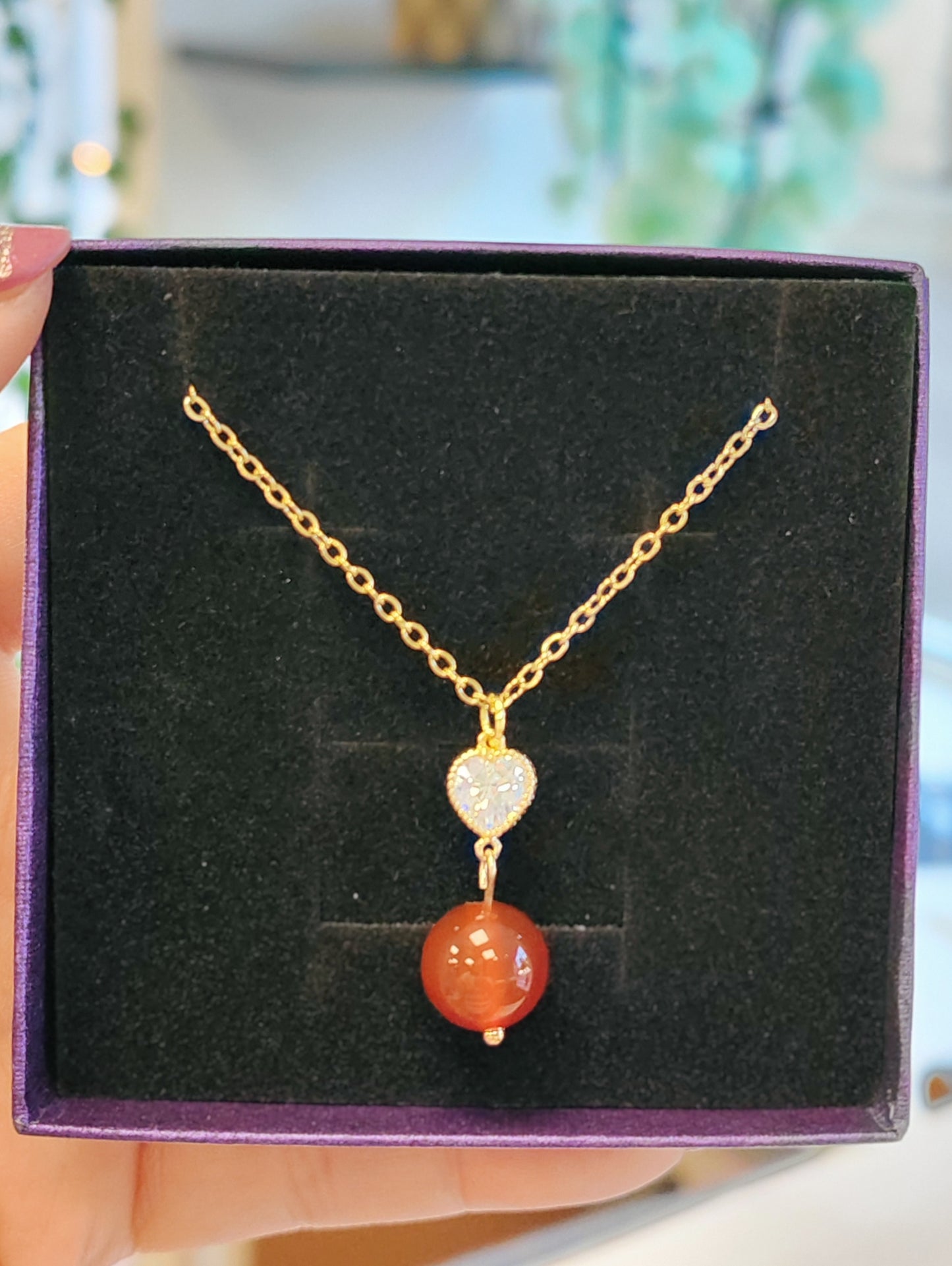 Collier en Acier inoxydable doré et Pierre naturelle