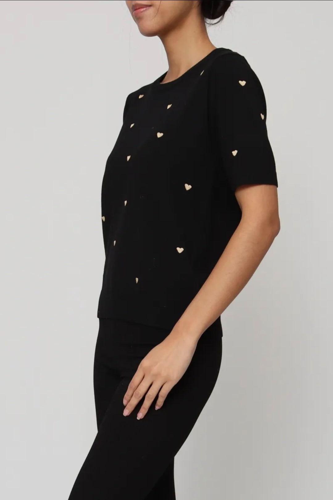 Pull Léger Manche Courte Noir