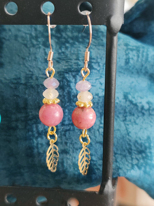 Boucles d'oreilles en Acier inoxydable avec pierres naturelles Vogue N°8