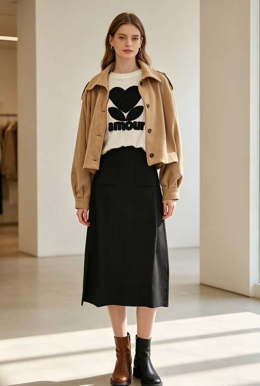 Look Complet – Jupe + T-shirt + Bomber