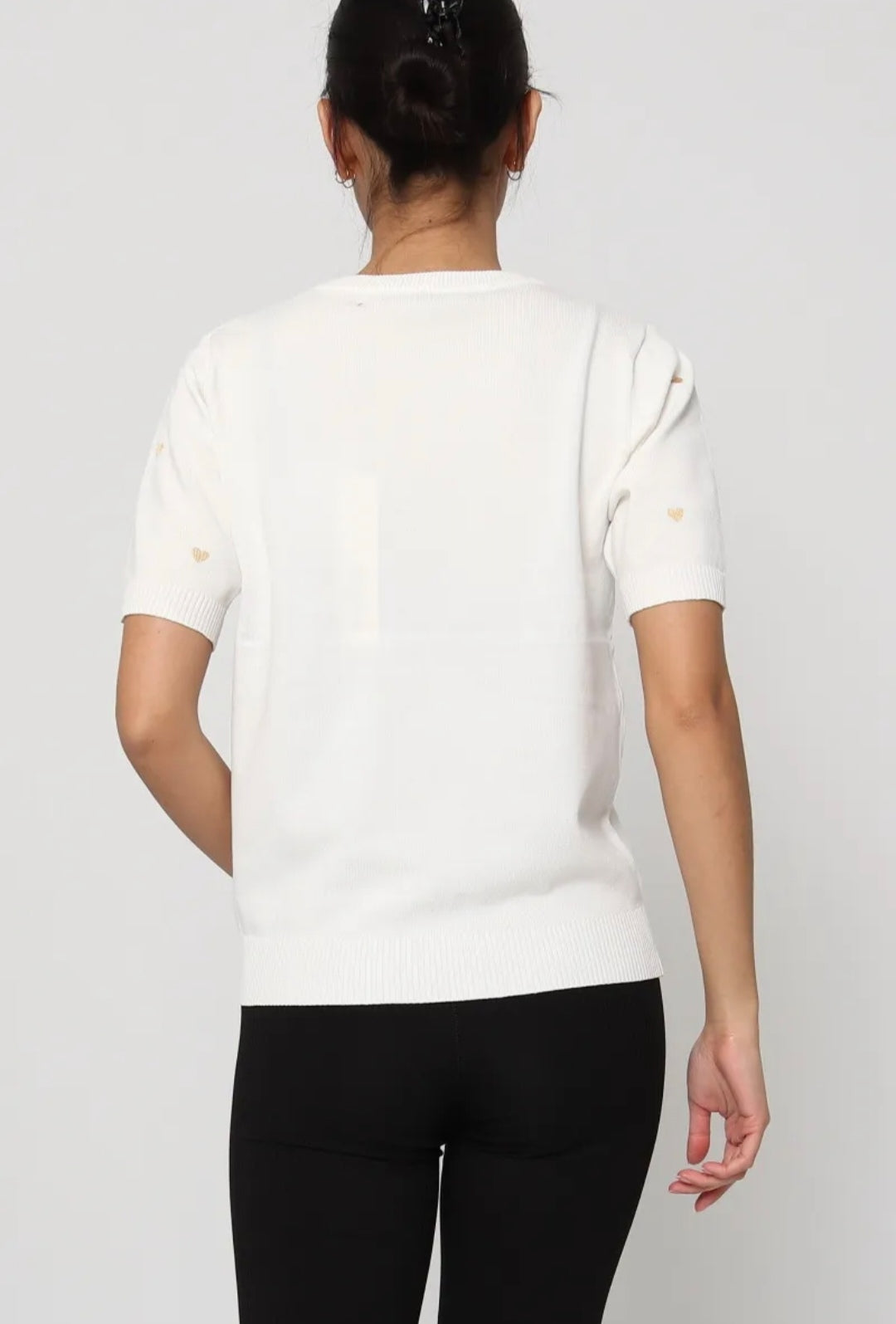 Top en maille Manche Courte Blanc By Clara