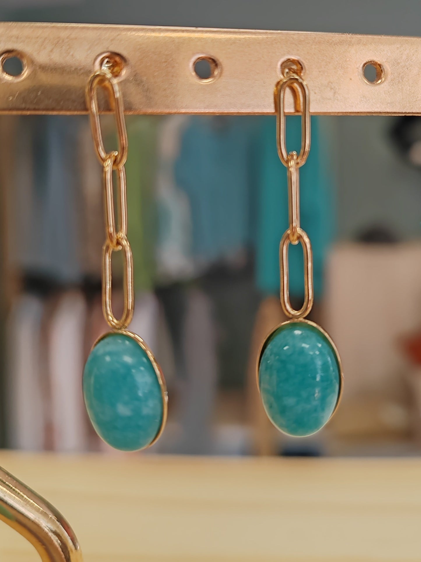 Boucles d'oreilles en Acier inoxydable avec pierres naturelles Vogue N°8