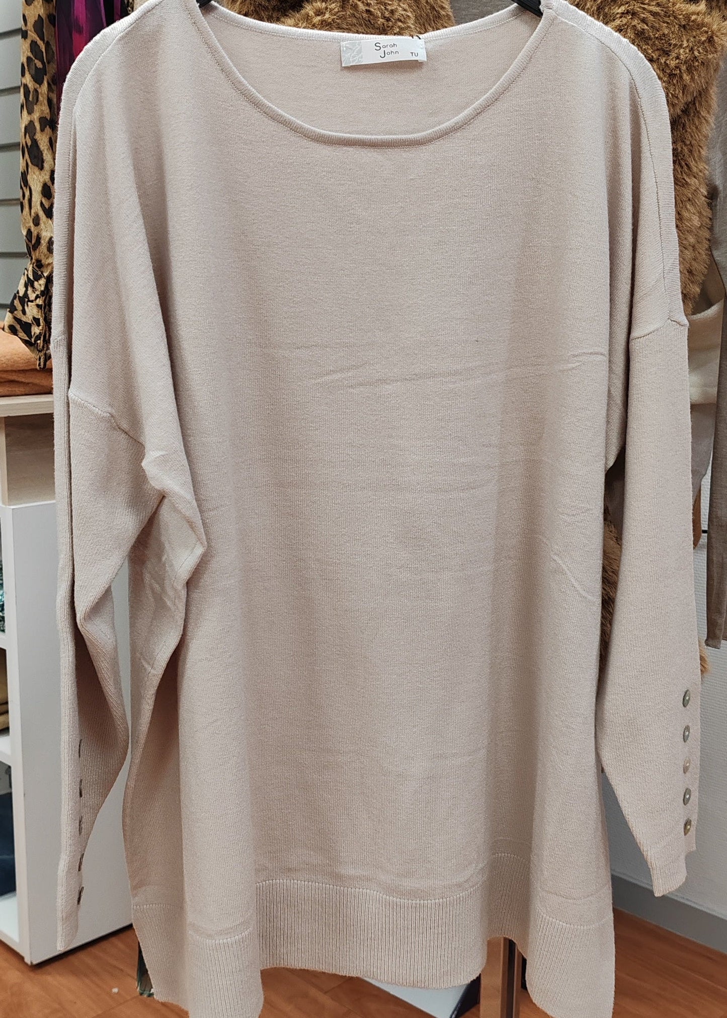 Pull Curvy Grande Taille, Beige Sarah John