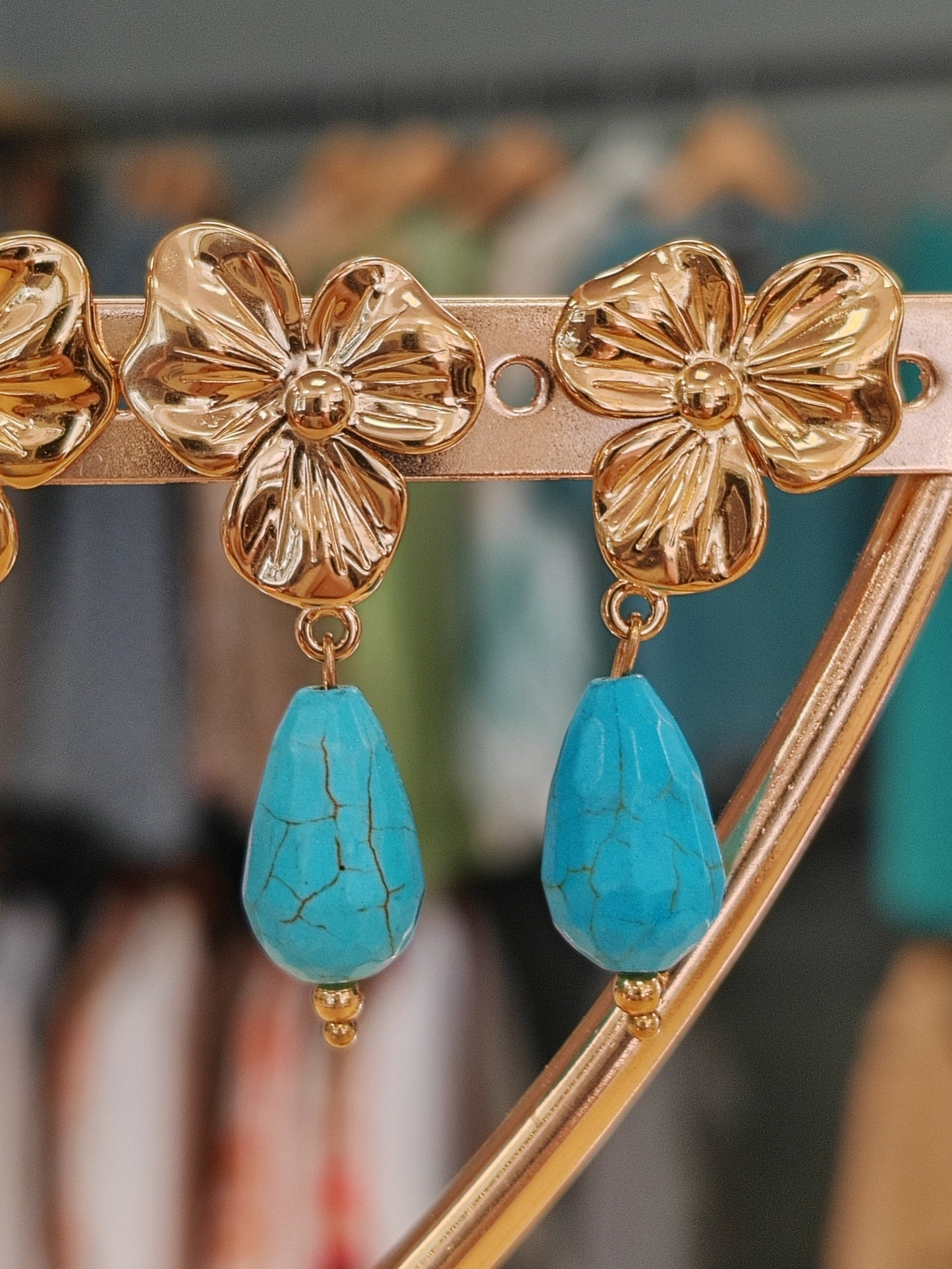 Boucles d'oreilles en Acier inoxydable avec pierres naturelles Vogue N°8