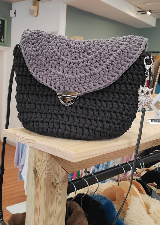 Sac à main au crochet Noir & Gris Vogue N°8