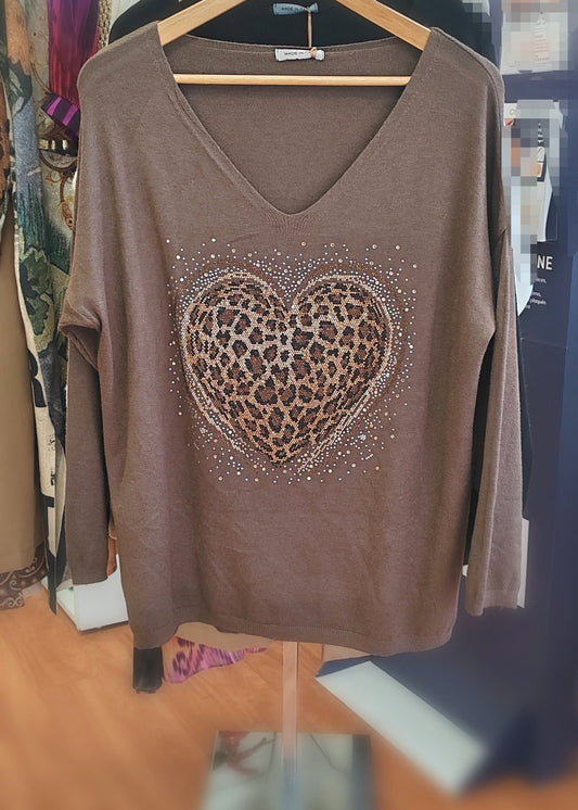 Pull Choco en maille à motif Coeur brillant Vogue N°8