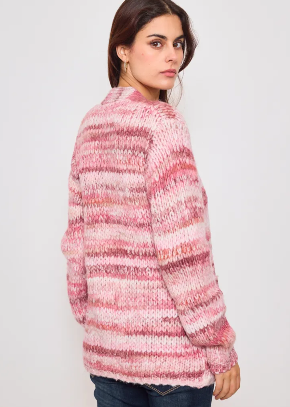 Gilet tricot couleur Rose dégradée