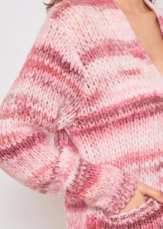 Gilet tricot couleur Rose dégradée Ky Création