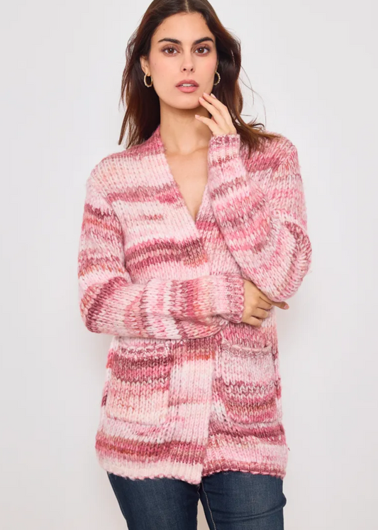 Gilet tricot couleur Rose dégradée