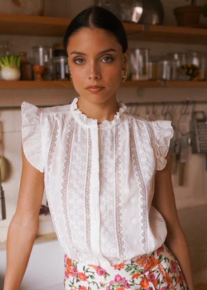 Blouse Manches courtes volantées