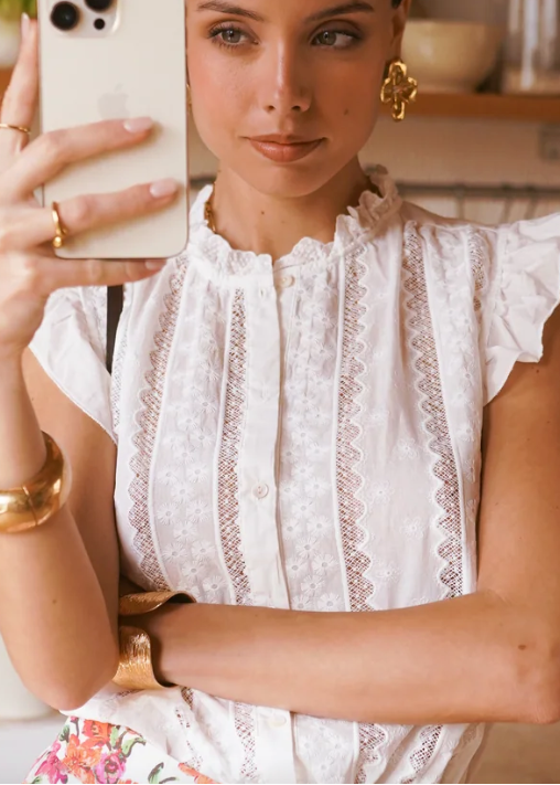 Blouse Manches courtes volantées