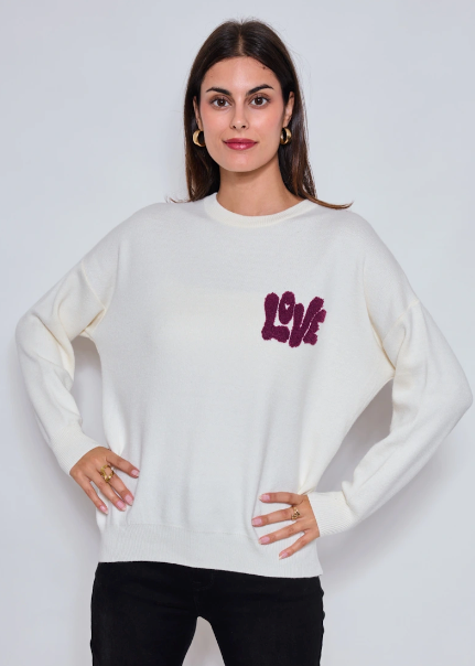 Sweat brodé LOVE YOURSELF – Sweat à patchs femme, message positif, broderie tendance Ky Création