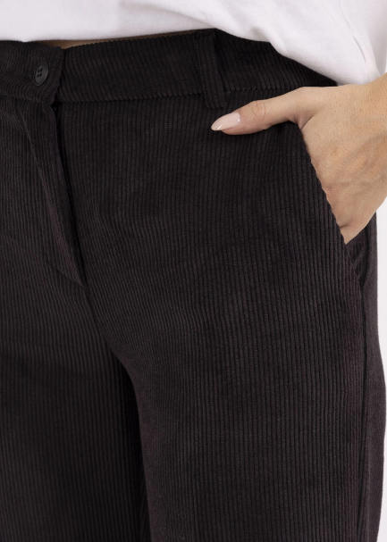 Pantalon Large en Velours Côtelé Femme NOIR – Chic & Confortable Vogue N°8