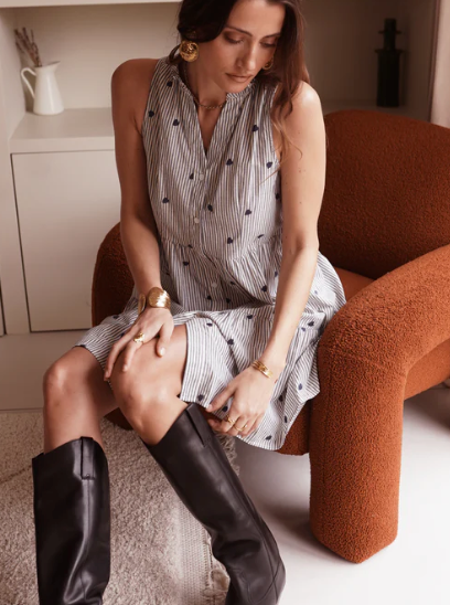 Robe rayures fines bleues