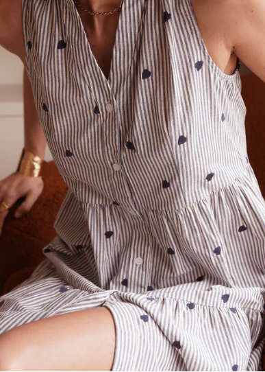 Robe rayures fines bleues