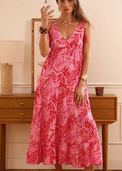 Robe longue avec fines bretelles