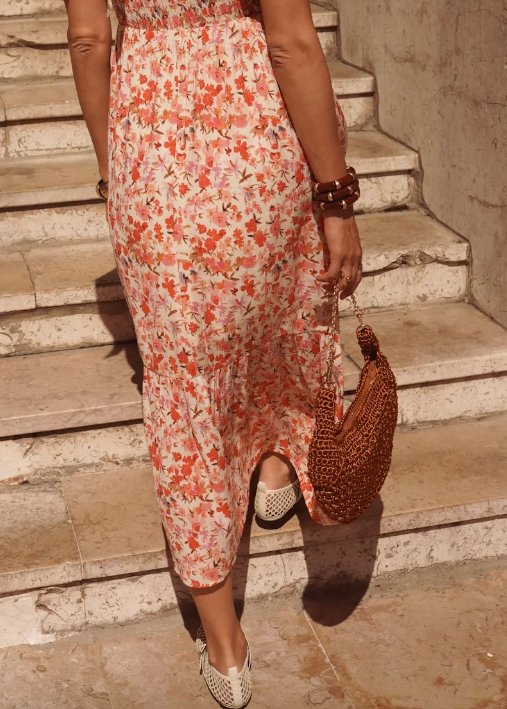 Robe longue Rose à imprimé floral