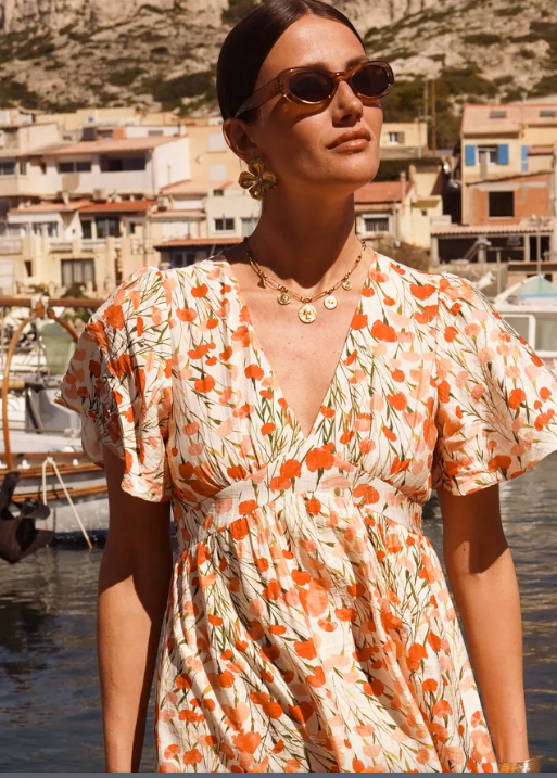 Robe courte fluide imprimée