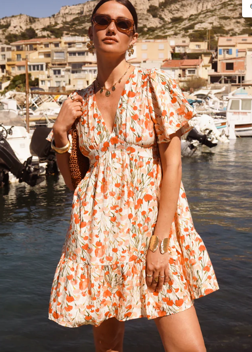 Robe courte fluide imprimée