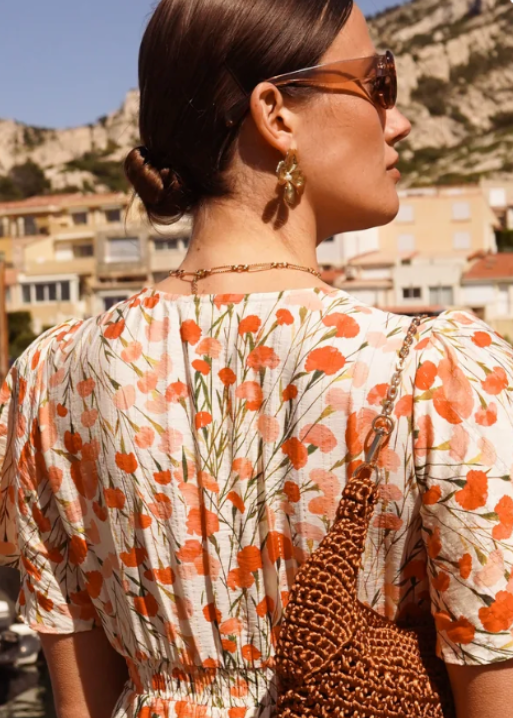 Robe courte fluide imprimée