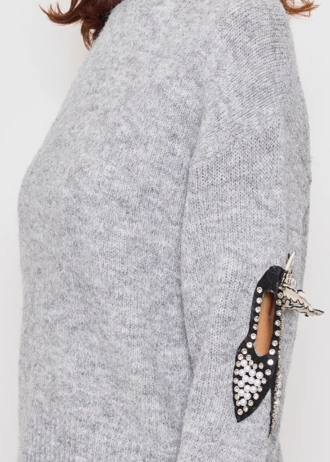 Pull manches longues avec rubans et strass