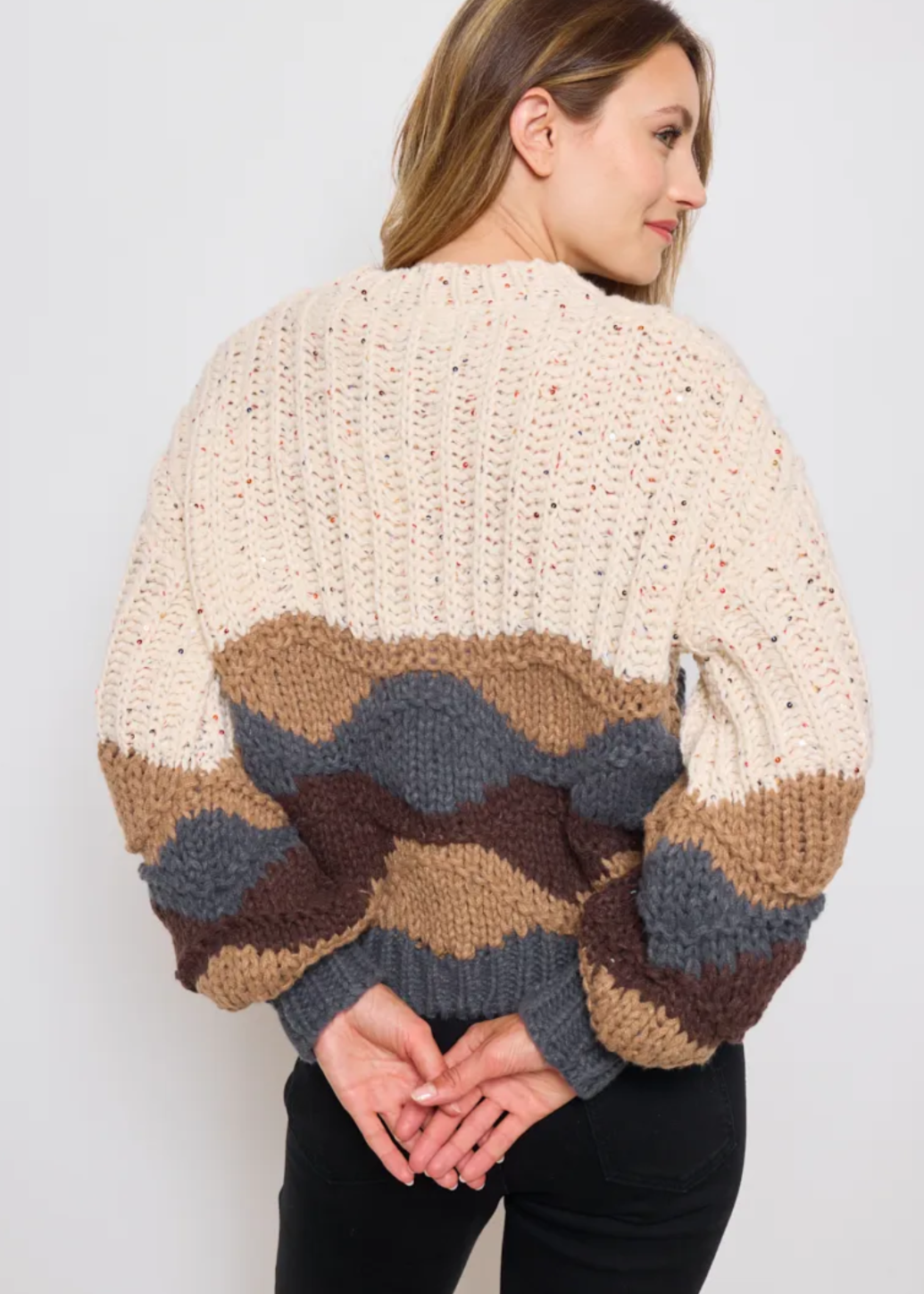 Pull tricot en grosse maille avec paillettes